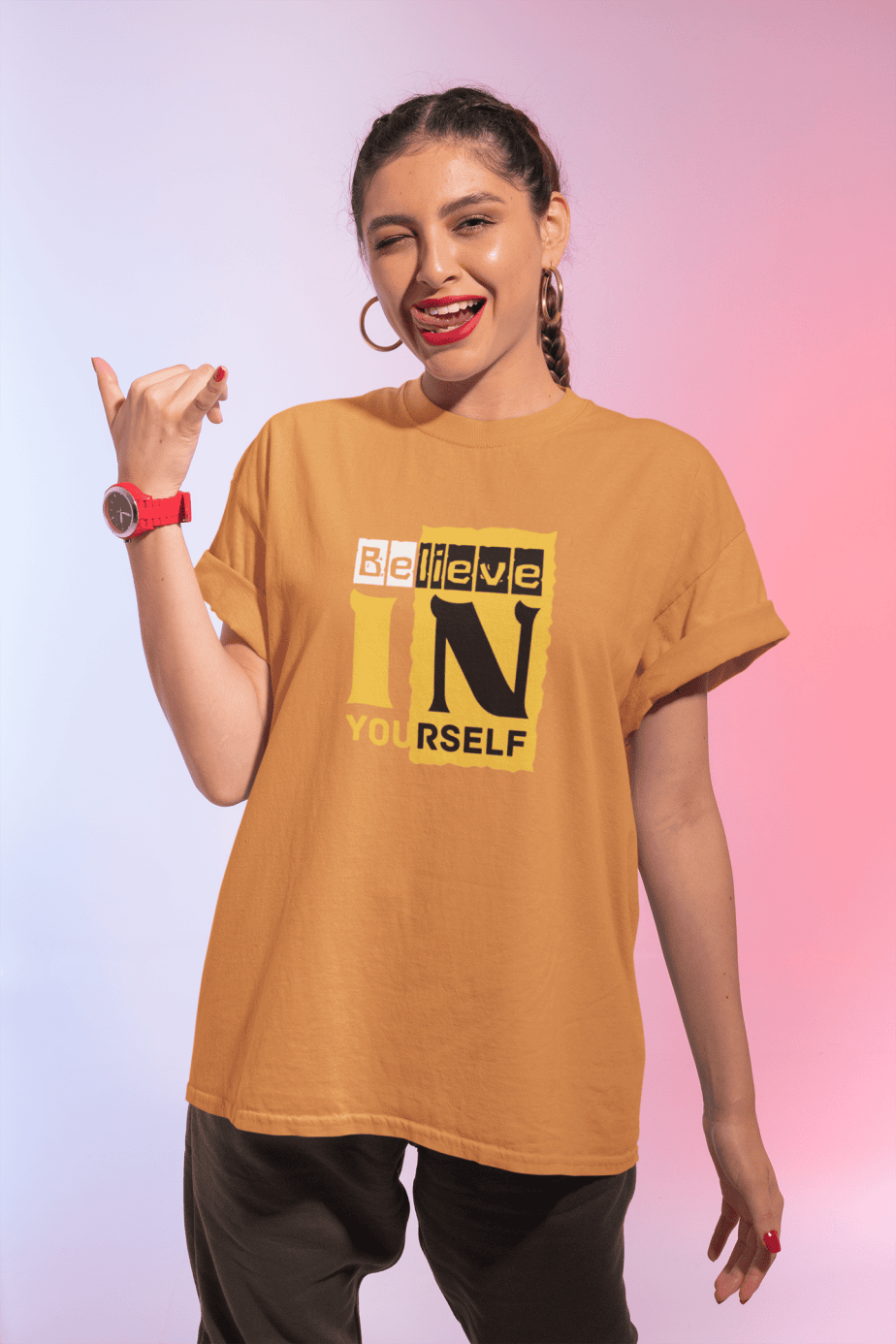 belive in yourself half sleeve unisex cotton t shirt
