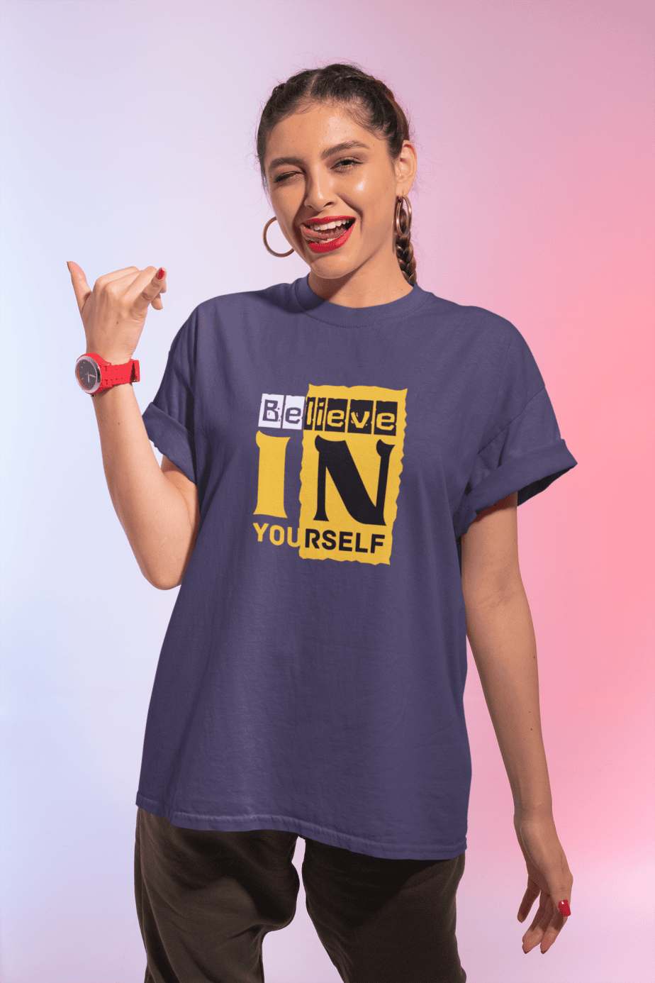 belive in yourself half sleeve unisex cotton t shirt