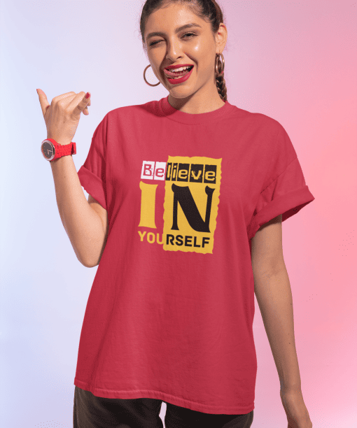 belive in yourself half sleeve unisex cotton t shirt