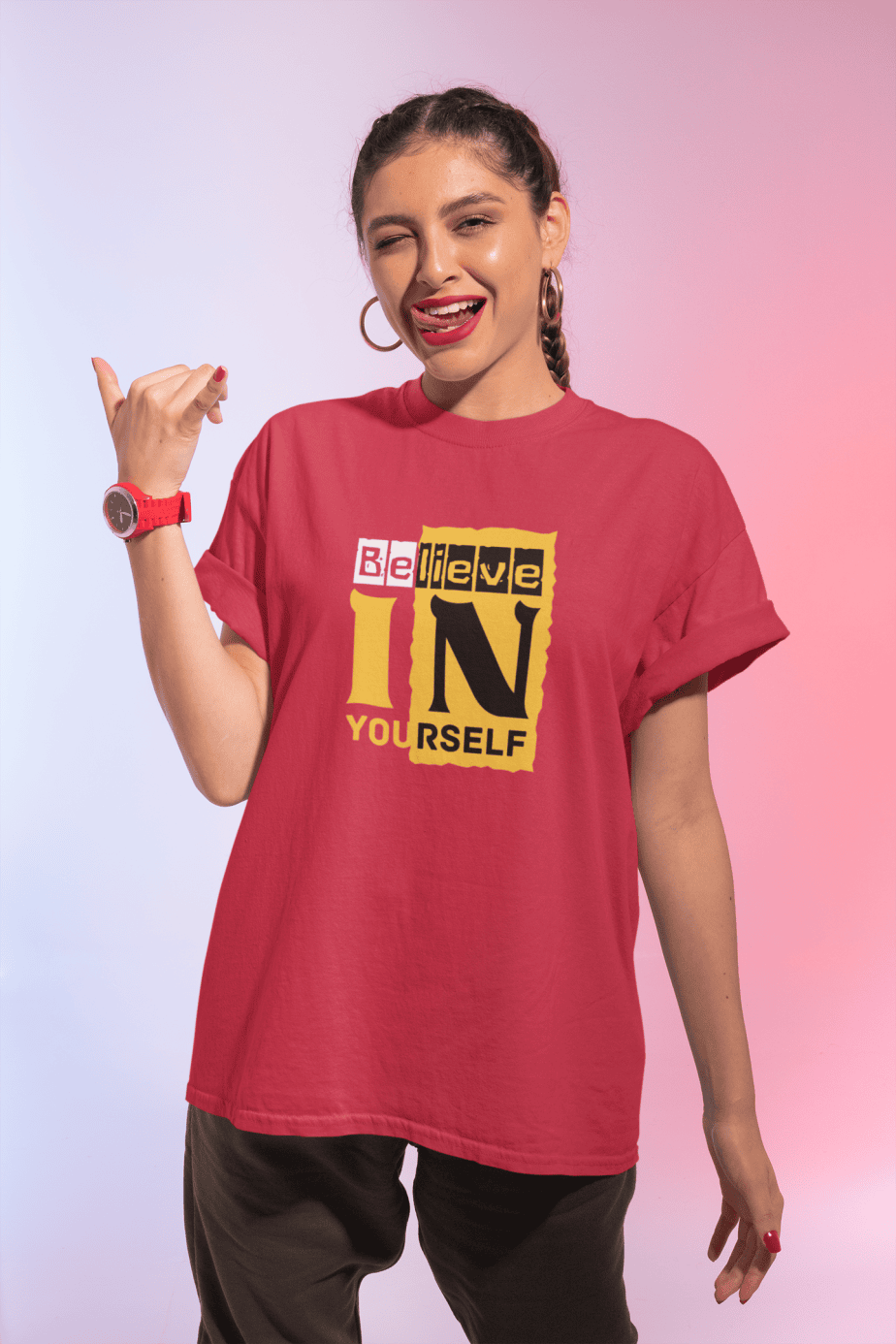 belive in yourself half sleeve unisex cotton t shirt