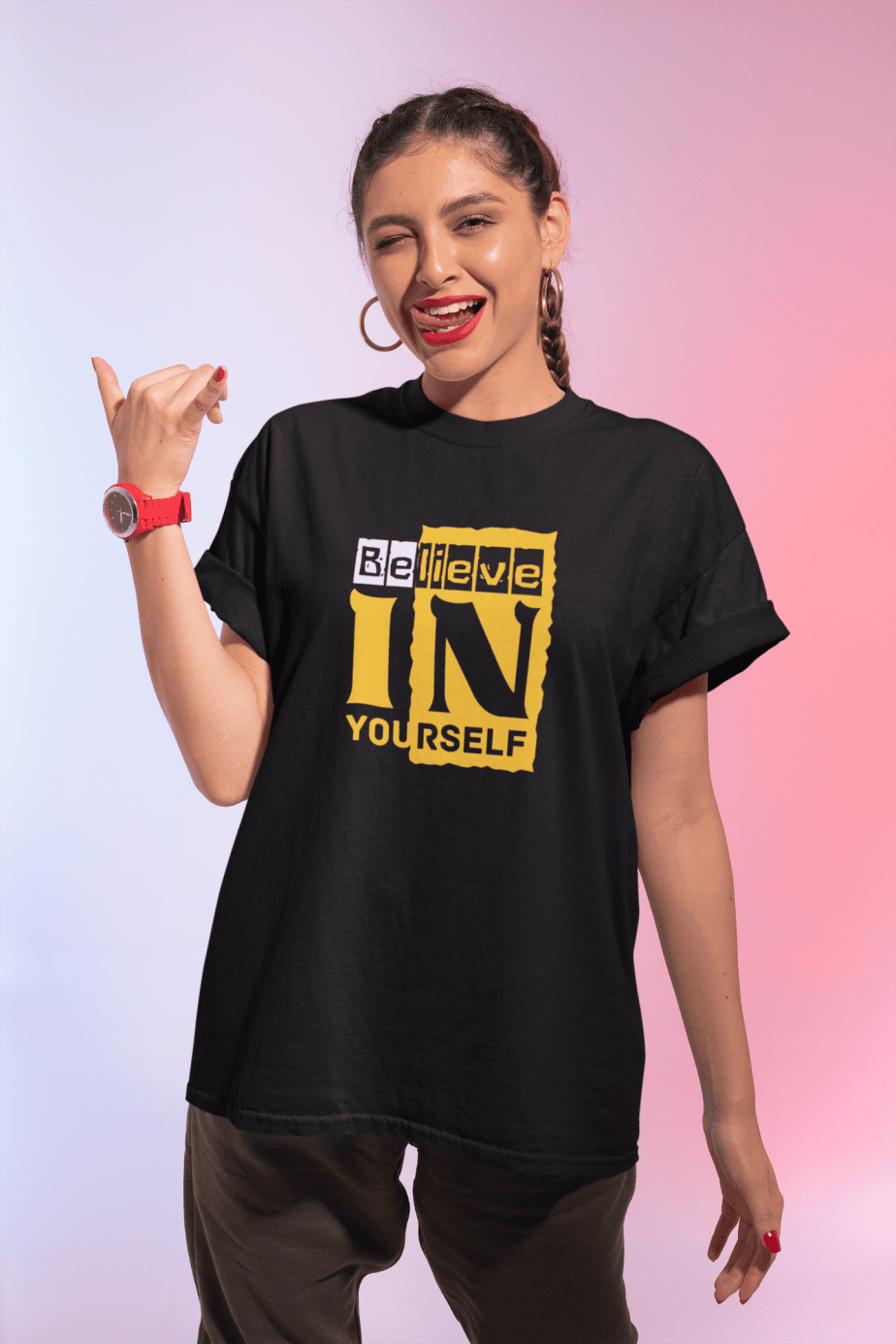 belive in yourself half sleeve unisex cotton t shirt