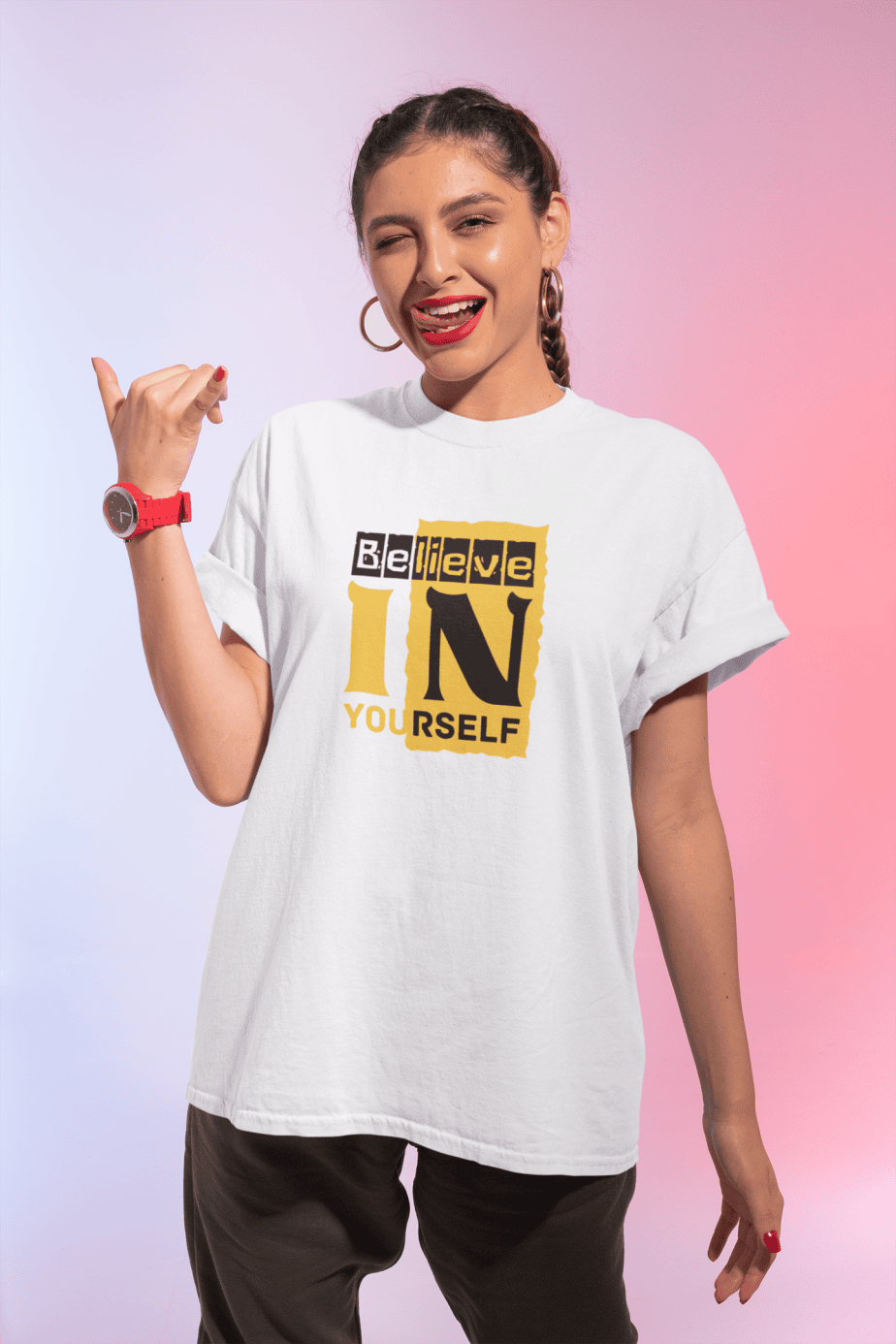 belive in yourself half sleeve unisex cotton t shirt