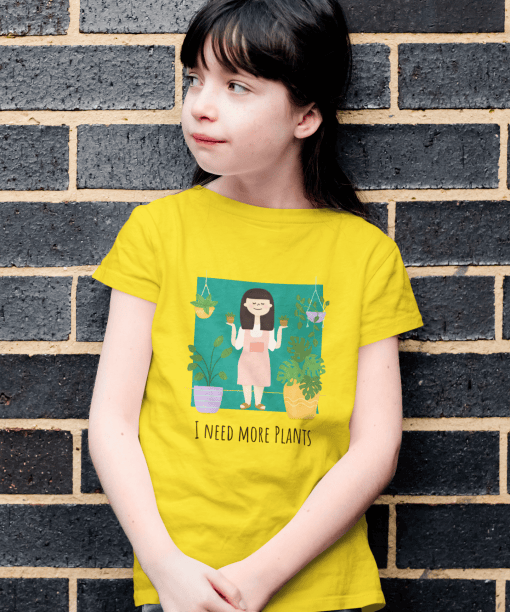 i need more plants round neck 100% cotton t shirt for kids