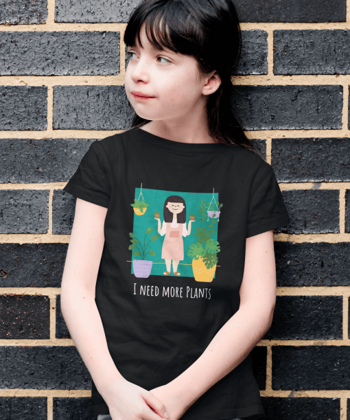 i need more plants round neck 100% cotton t shirt for kids