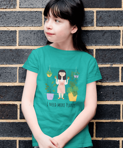 i need more plants round neck 100% cotton t shirt for kids