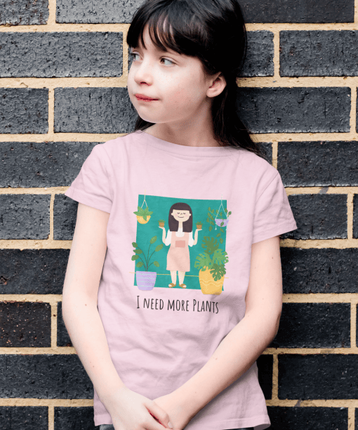 i need more plants round neck 100% cotton t shirt for kids
