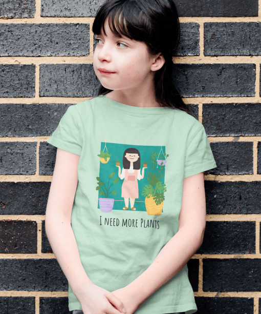 i need more plants round neck 100% cotton t shirt for kids