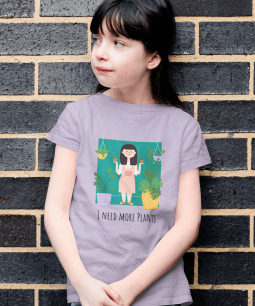 i need more plants round neck 100% cotton t shirt for kids