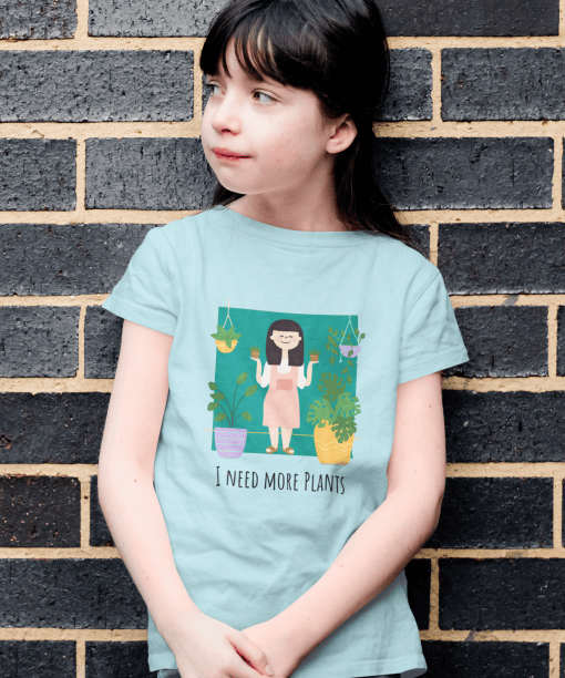 i need more plants round neck 100% cotton t shirt for kids