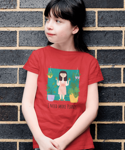 i need more plants round neck 100% cotton t shirt for kids