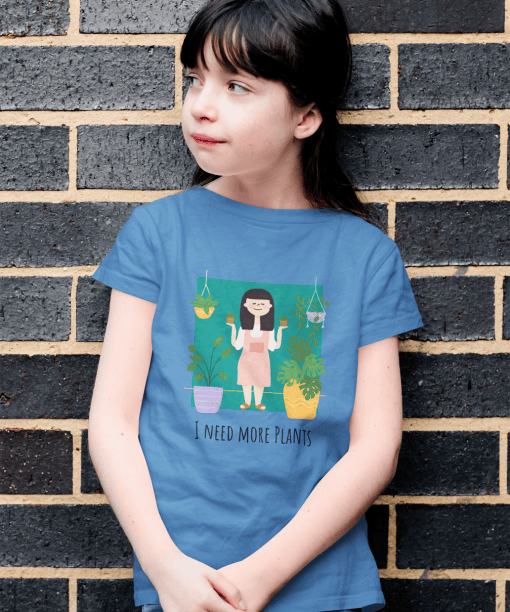 i need more plants round neck 100% cotton t shirt for kids