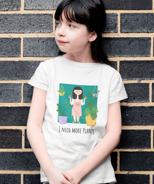 i need more plants round neck 100% cotton t shirt for kids