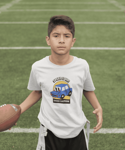 speed it up! enjoy the ride round neck 100% cotton t shirt for kids