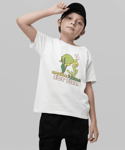 make time for fun round neck 100% cotton t shirt for kids