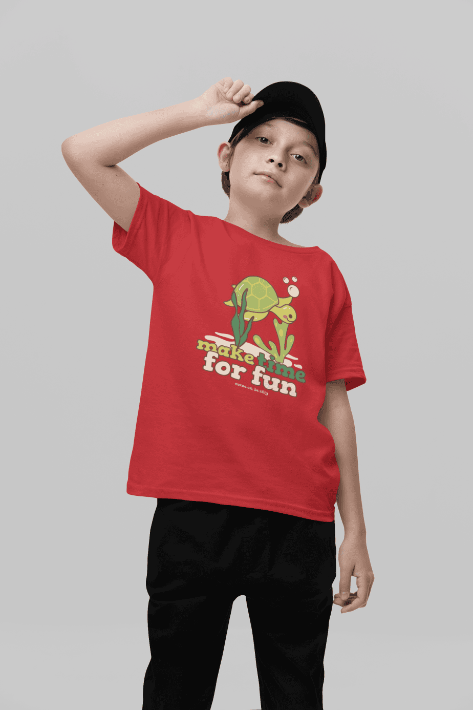 make time for fun round neck 100% cotton t shirt for kids