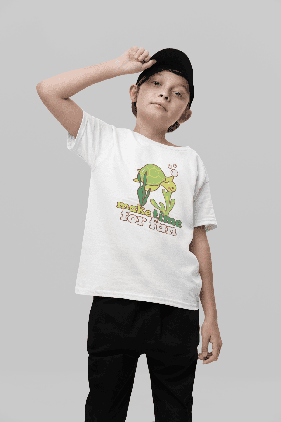 make time for fun round neck 100% cotton t shirt for kids
