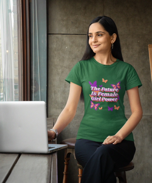 the future is female girl power half sleeve unisex cotton t shirt