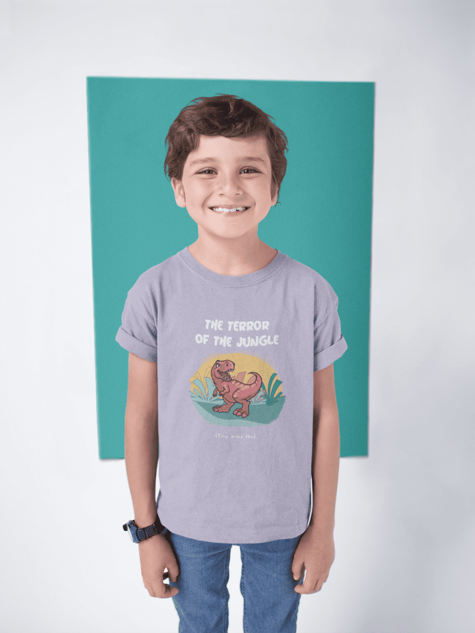 the terror of the jungle round neck 100% cotton t shirt for kids