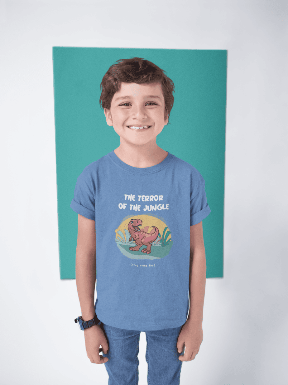 the terror of the jungle round neck 100% cotton t shirt for kids