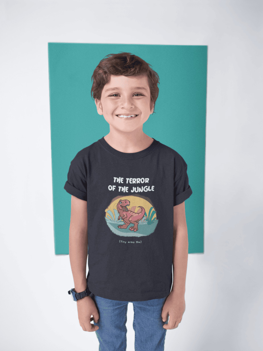 the terror of the jungle round neck 100% cotton t shirt for kids