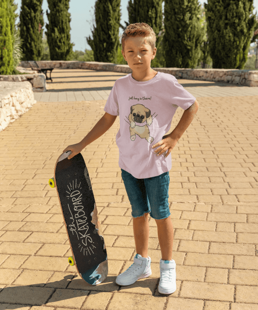 just hang in there round neck 100% cotton t shirt for kids