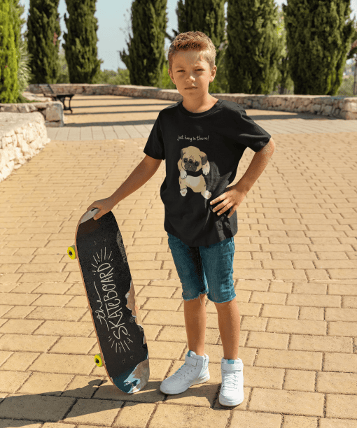 just hang in there round neck 100% cotton t shirt for kids