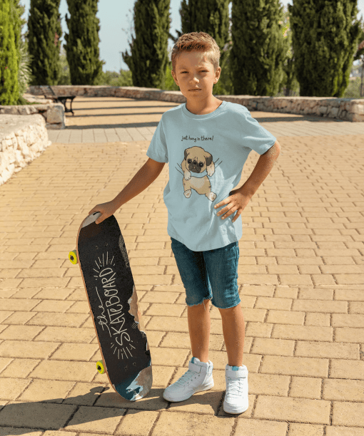 just hang in there round neck 100% cotton t shirt for kids