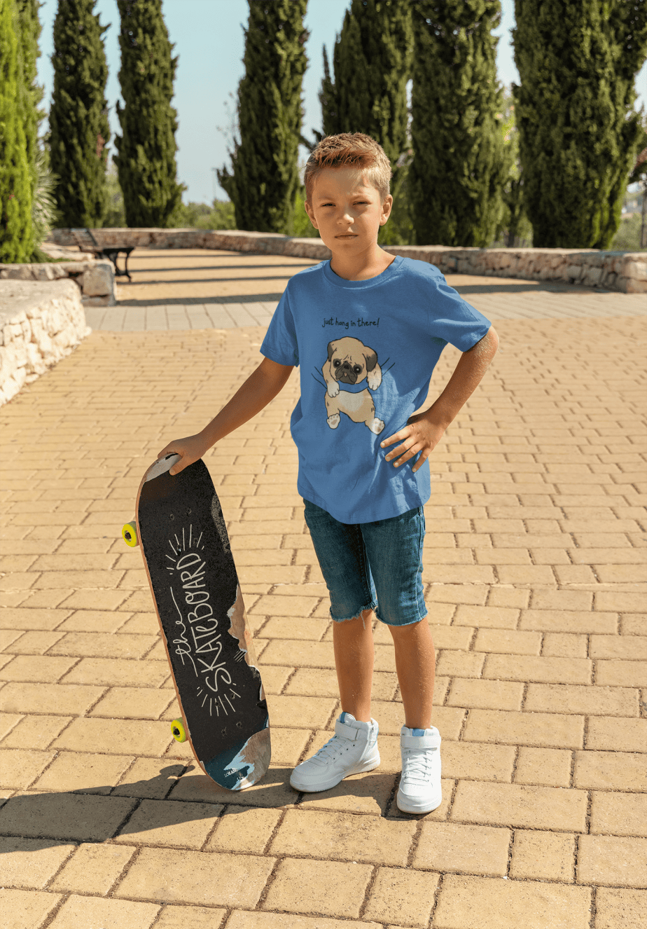 just hang in there round neck 100% cotton t shirt for kids