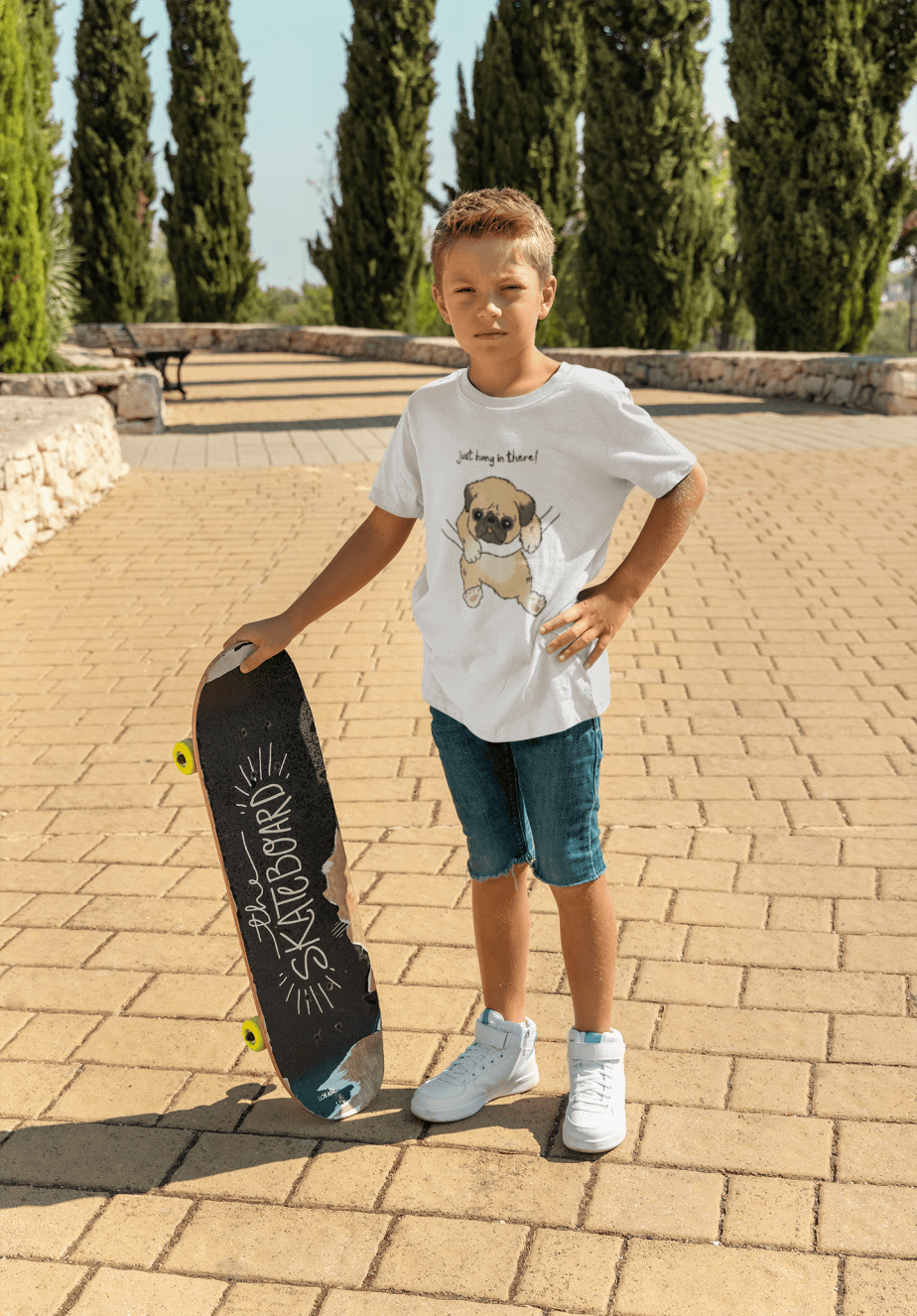 just hang in there round neck 100% cotton t shirt for kids