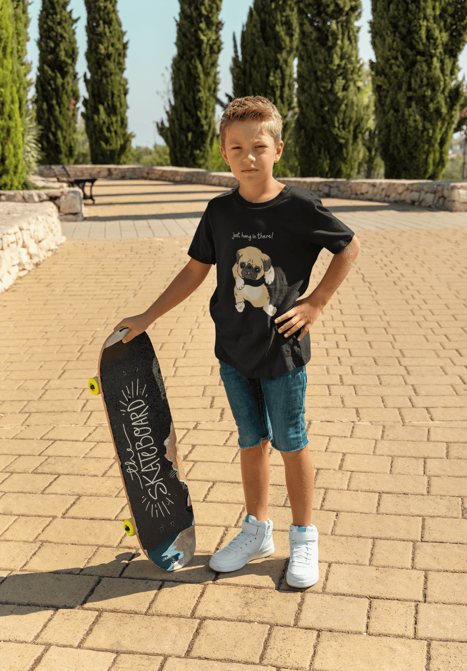 just hang in there round neck 100% cotton t shirt for kids