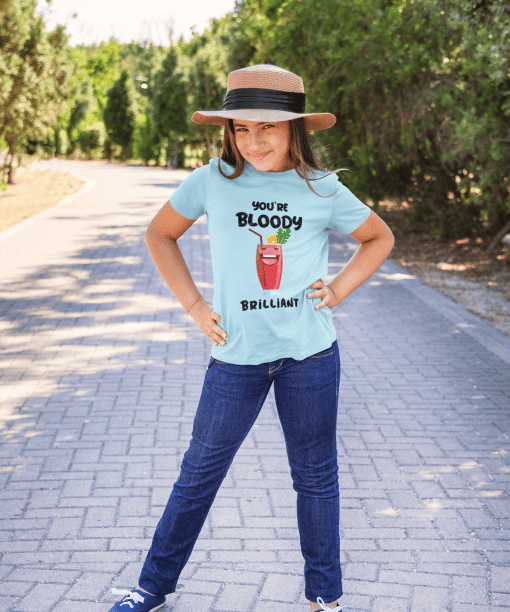 you're bloody brilliant round neck 100% cotton t shirt for kids