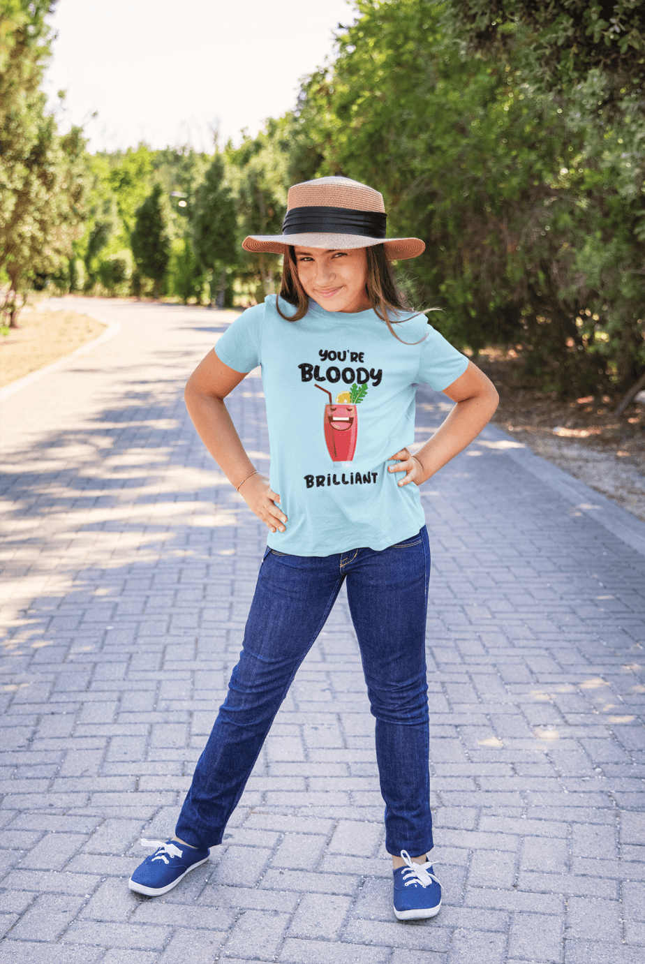 you're bloody brilliant round neck 100% cotton t shirt for kids
