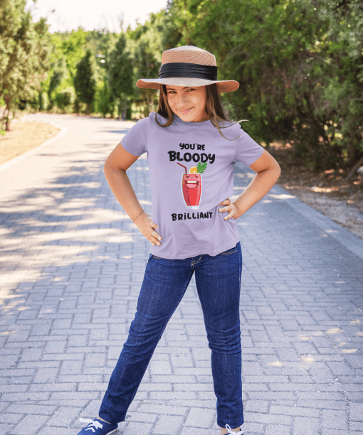 you're bloody brilliant round neck 100% cotton t shirt for kids
