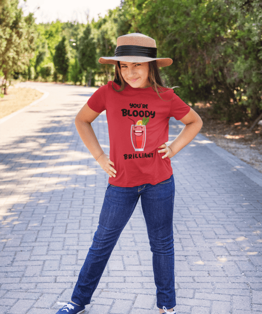 you're bloody brilliant round neck 100% cotton t shirt for kids