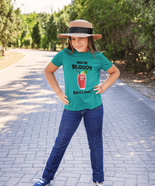 you're bloody brilliant round neck 100% cotton t shirt for kids