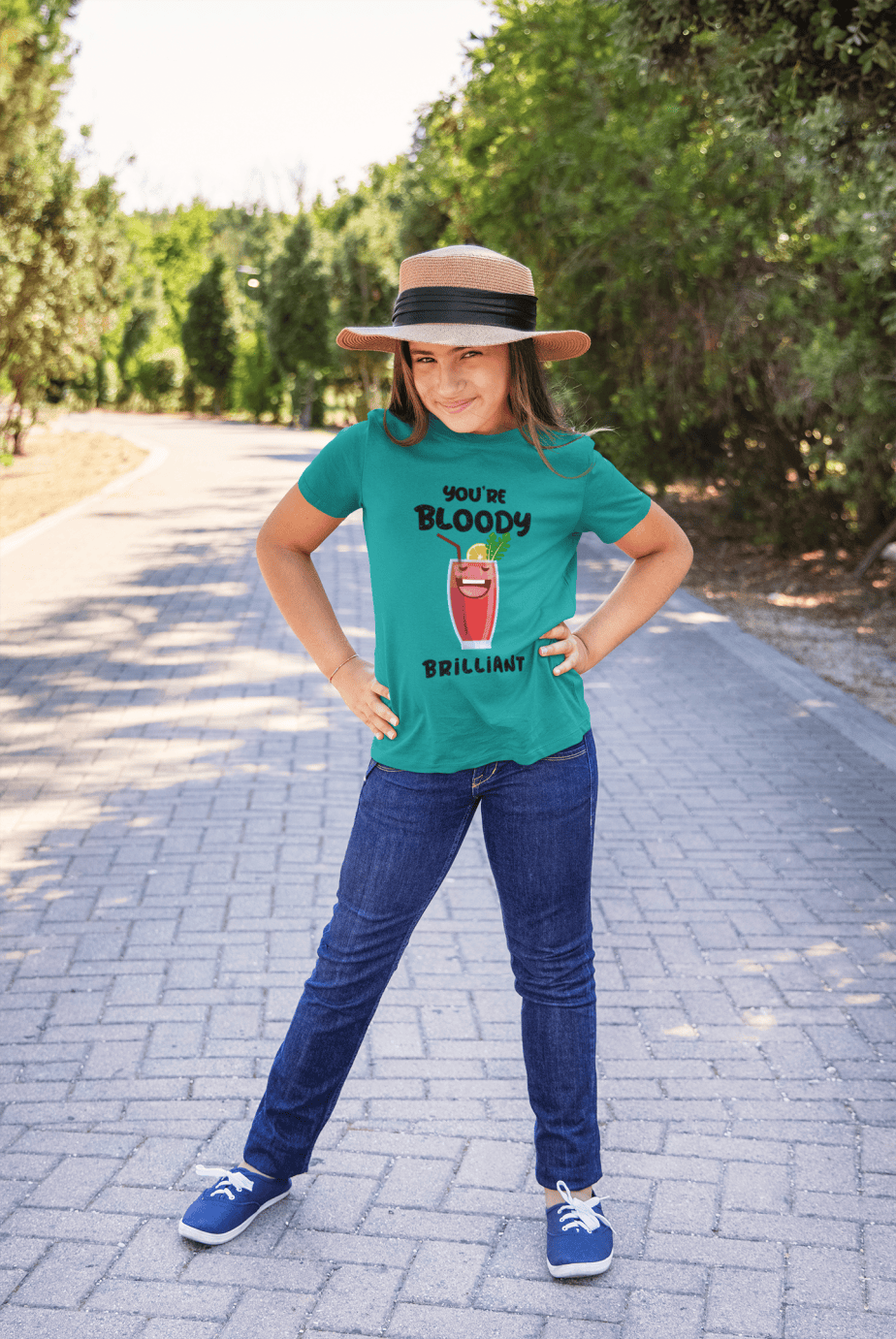 you're bloody brilliant round neck 100% cotton t shirt for kids
