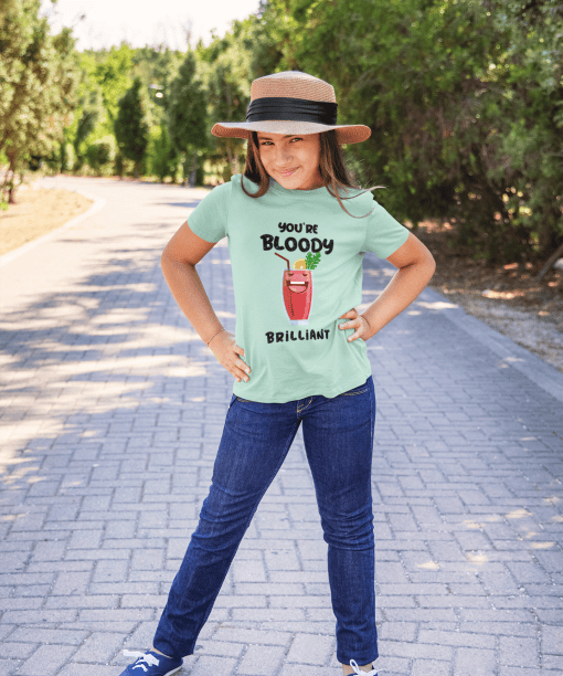 you're bloody brilliant round neck 100% cotton t shirt for kids