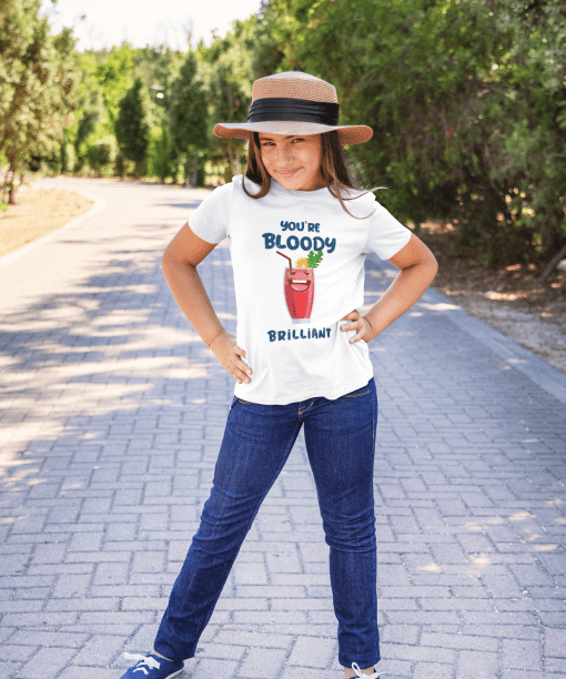 you're bloody brilliant round neck 100% cotton t shirt for kids