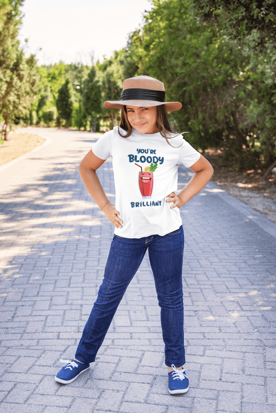 you're bloody brilliant round neck 100% cotton t shirt for kids