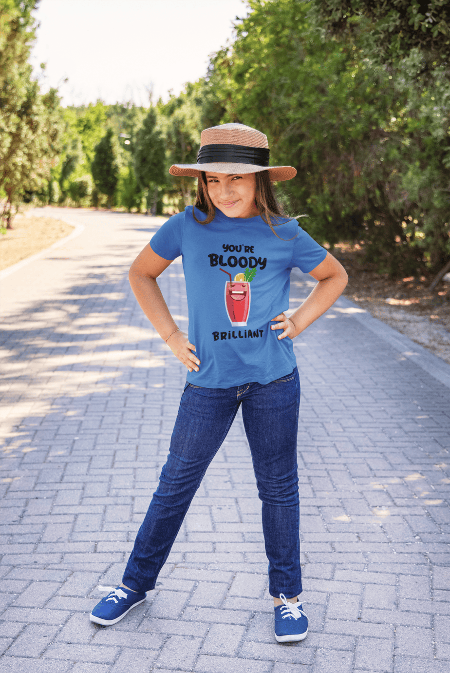 you're bloody brilliant round neck 100% cotton t shirt for kids