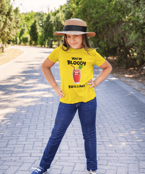 you're bloody brilliant round neck 100% cotton t shirt for kids