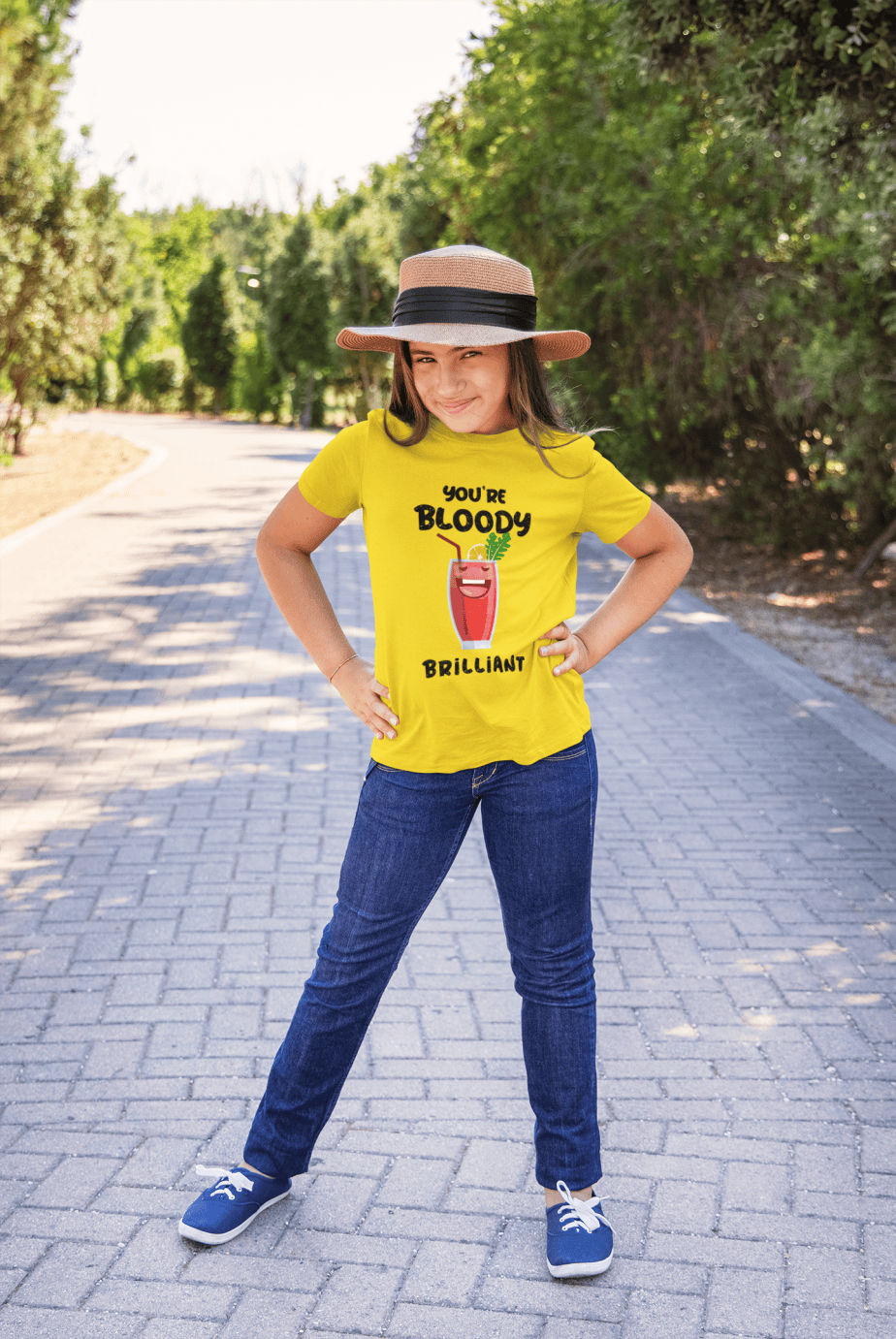 you're bloody brilliant round neck 100% cotton t shirt for kids