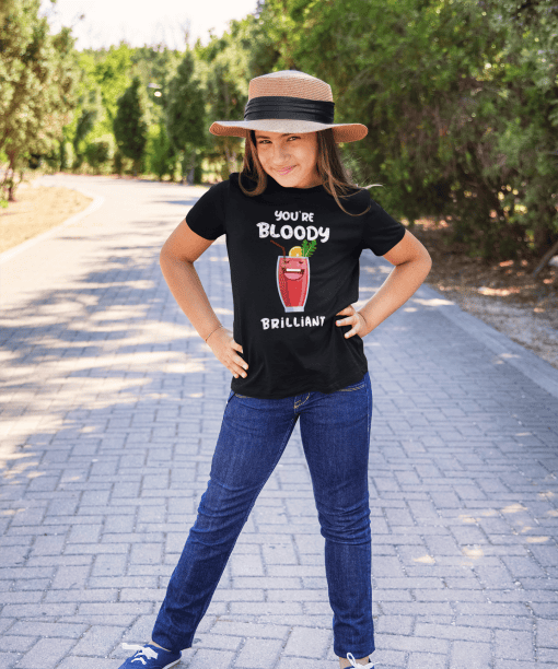you're bloody brilliant round neck 100% cotton t shirt for kids