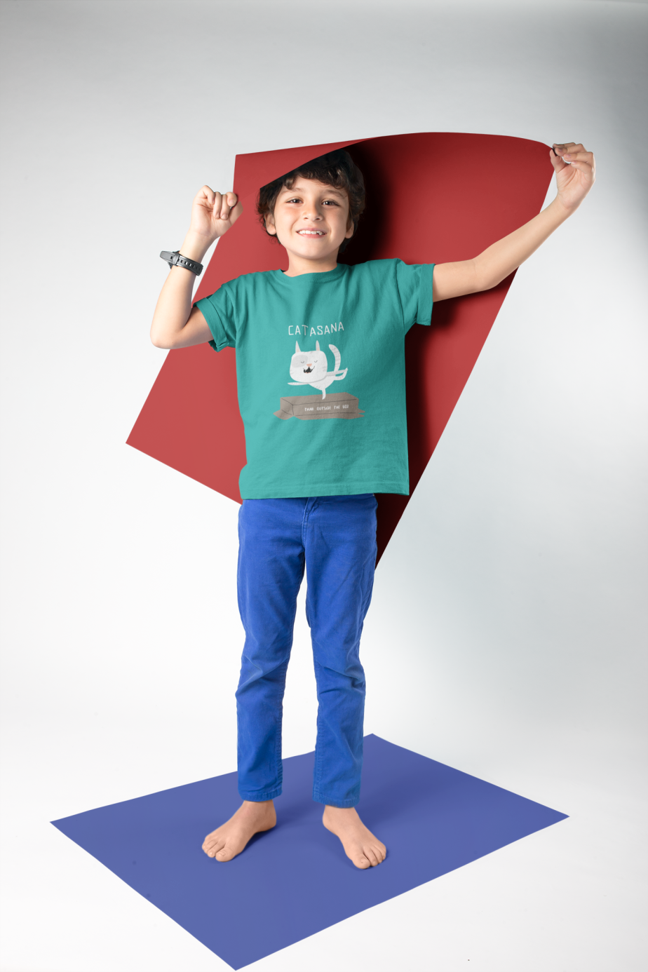 catasana, think outside the box round neck 100% cotton t shirt