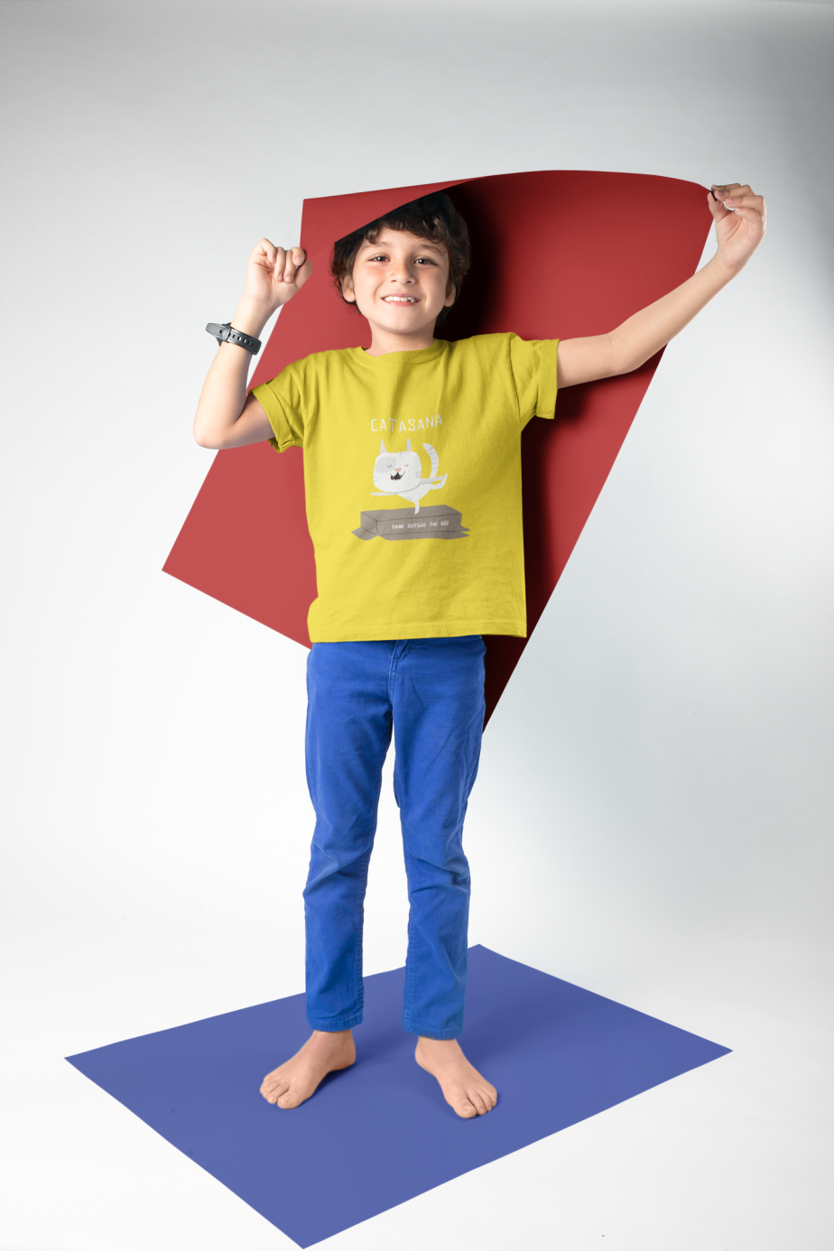 catasana, think outside the box round neck 100% cotton t shirt