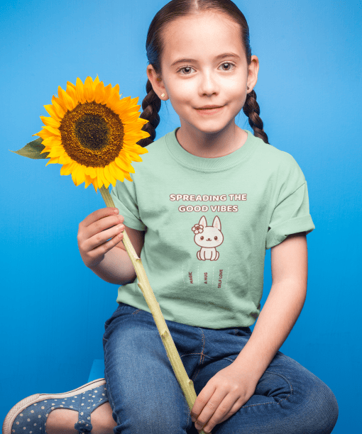 spread the good vibes round neck 100% cotton t shirt for kids