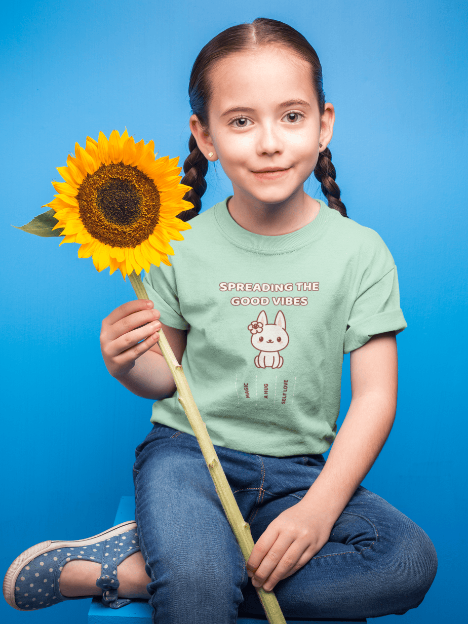 spread the good vibes round neck 100% cotton t shirt for kids
