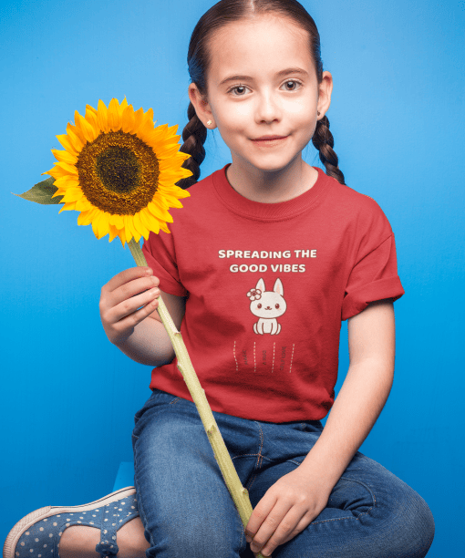 spread the good vibes round neck 100% cotton t shirt for kids