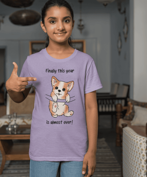 finally this year is almost over round neck 100% cotton t shirt for kids