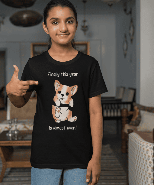 finally this year is almost over round neck 100% cotton t shirt for kids